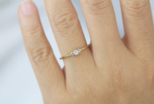 Simple diamond ring, petite diamond ring, cluster diamond ring | R 337WD