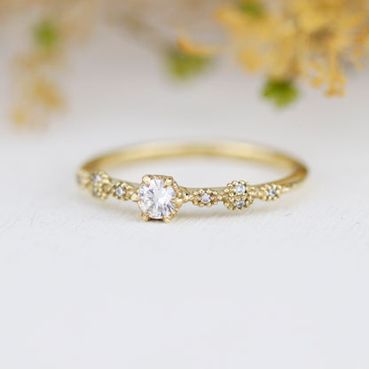 Spaced diamond ring, vintage filigree ring, Diamond ring, engagement ring simple, | R 365WD