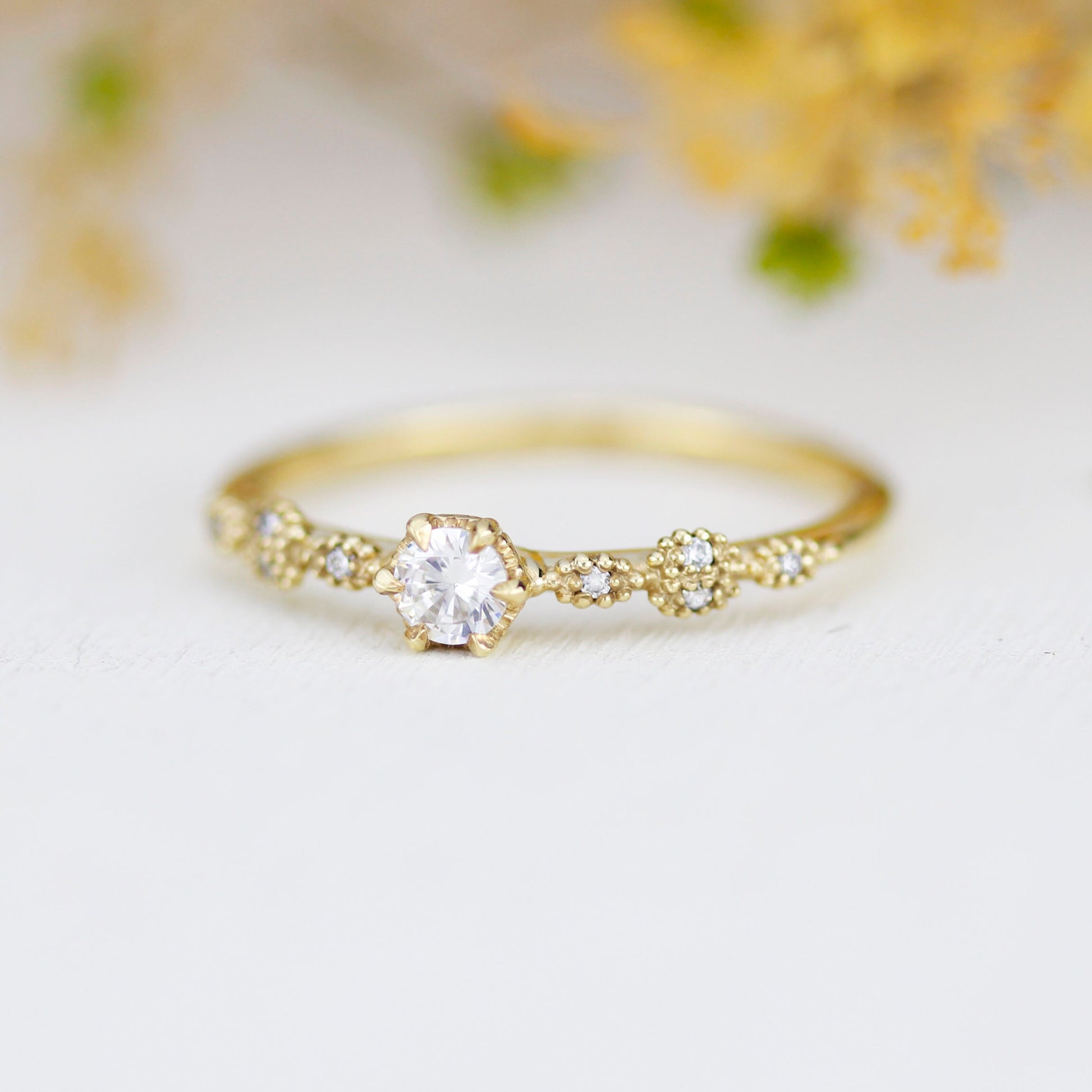 Spaced diamond ring, vintage filigree ring, Diamond ring, engagement ring simple, | R 365WD