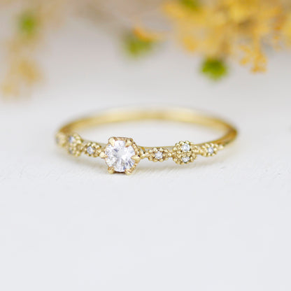 Spaced diamond ring, vintage filigree ring, Diamond ring, engagement ring simple, | R 365WD