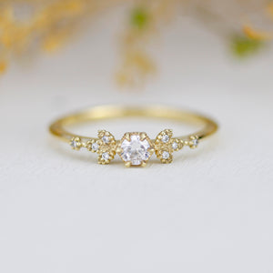 Simple engagement ring, cluster ring diamond |R 366WD