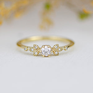 Simple engagement ring, cluster ring diamond |R 366WD