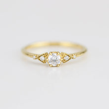 Load image into Gallery viewer, Round diamond engagement ring, geometric ring, minimalist ring, 18k diamond ring | R 367WD