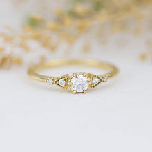 Load image into Gallery viewer, Round diamond engagement ring, geometric ring, minimalist ring, 18k diamond ring | R 367WD
