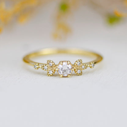 Simple engagement ring, cluster ring diamond |R 366WD