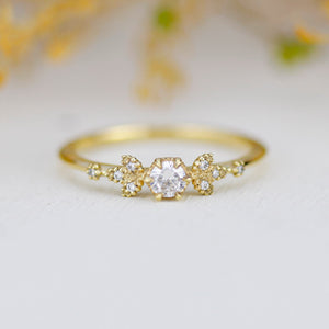 Simple engagement ring, cluster ring diamond |R 366WD