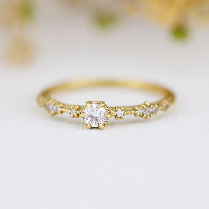 Simple diamond ring, unique engagement ring, classic ring diamond | 0.15ct R368WD
