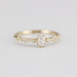 Oval diamond engagement ring, simple and dainty ring, oval cluster ring | R322 OVAL WD