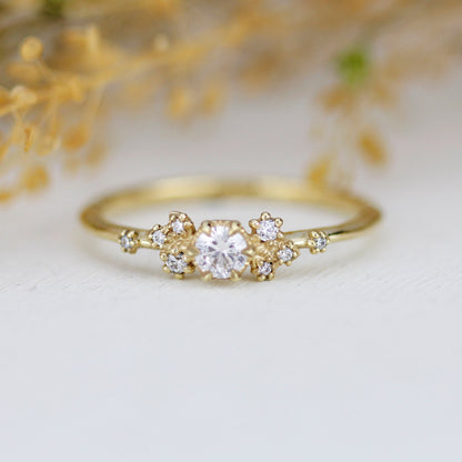 Unique diamond engagement ring, Simple cluster ring, classic ring diamond | R372WD