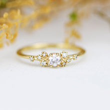 Load image into Gallery viewer, Unique diamond engagement ring, Simple cluster ring, classic ring diamond | R372WD