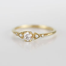 Load image into Gallery viewer, Round diamond engagement ring, geometric ring, minimalist ring, 18k diamond ring | R 367WD