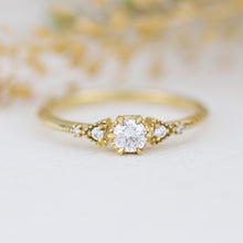 Load image into Gallery viewer, Round diamond engagement ring, geometric ring, minimalist ring, 18k diamond ring | R 367WD