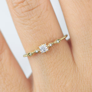 Princess cut engagement ring, square diamond ring, 18k gold ring diamond | R 368WD