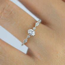 Load image into Gallery viewer, Oval diamond engagement ring, simple and dainty ring, oval cluster ring | R322 OVAL WD