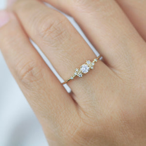 Unique diamond engagement ring, Simple cluster ring, classic ring diamond | R372WD