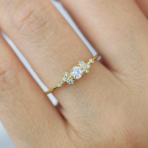 Unique diamond engagement ring, Simple cluster ring, classic ring diamond | R372WD