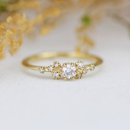 Unique diamond engagement ring, Simple cluster ring, classic ring diamond | R372WD