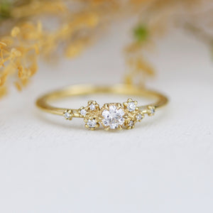 Unique diamond engagement ring, Simple cluster ring, classic ring diamond | R372WD