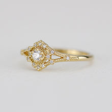 Load image into Gallery viewer, Vintage engagement ring women, 18k vintage inspired ring, filigree ring diamond, Unique round diamond ring | R373WD