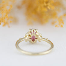Load image into Gallery viewer, Oval Rhodolite Garnet Engagement Ring, 18k Gold ring, simple ring, Unique Cocktail Ring, Gift for Her | R 377Rhodolite