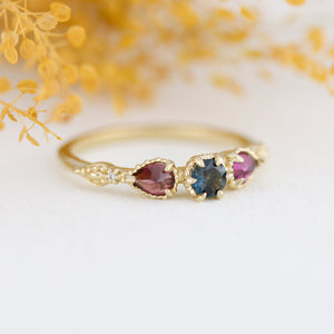 18k gold engagement ring, natural london blue topaz, garnet pear ring, vintage ring women, simple ring diamond, |R 374 LBT RHO