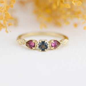 18k gold engagement ring, natural london blue topaz, garnet pear ring, vintage ring women, simple ring diamond, |R 374 LBT RHO
