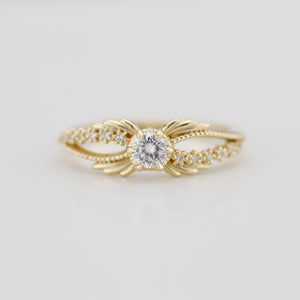 Gold ring with diamonds, Crossover Ring, 18k diamond engagement ring, modern ring, vintage style ring