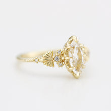 Load image into Gallery viewer, 18k gold marquise engagement ring, marquise ring, simple ring, leaf ring, gift for her | R 380WT