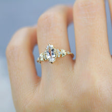 Load image into Gallery viewer, 18k gold marquise engagement ring, marquise ring, simple ring, leaf ring, gift for her | R 380WT