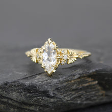 Load image into Gallery viewer, 18k gold marquise engagement ring, marquise ring, simple ring, leaf ring, gift for her | R 380WT