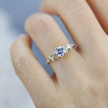 Load image into Gallery viewer, Moissanite and diamond engagement ring, round moissanite ring, nature inspired engagement ring | R 382 MOISSANITE