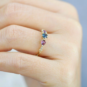 18k gold engagement ring, natural london blue topaz, garnet pear ring, vintage ring women, simple ring diamond, |R 374 LBT RHO