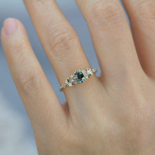 Load image into Gallery viewer, Green sapphire engagement ring, sapphire and diamond ring, oval engagement ring, september birthstone | R 379GS
