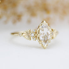 Load image into Gallery viewer, 18k gold marquise engagement ring, marquise ring, simple ring, leaf ring, gift for her | R 380WT