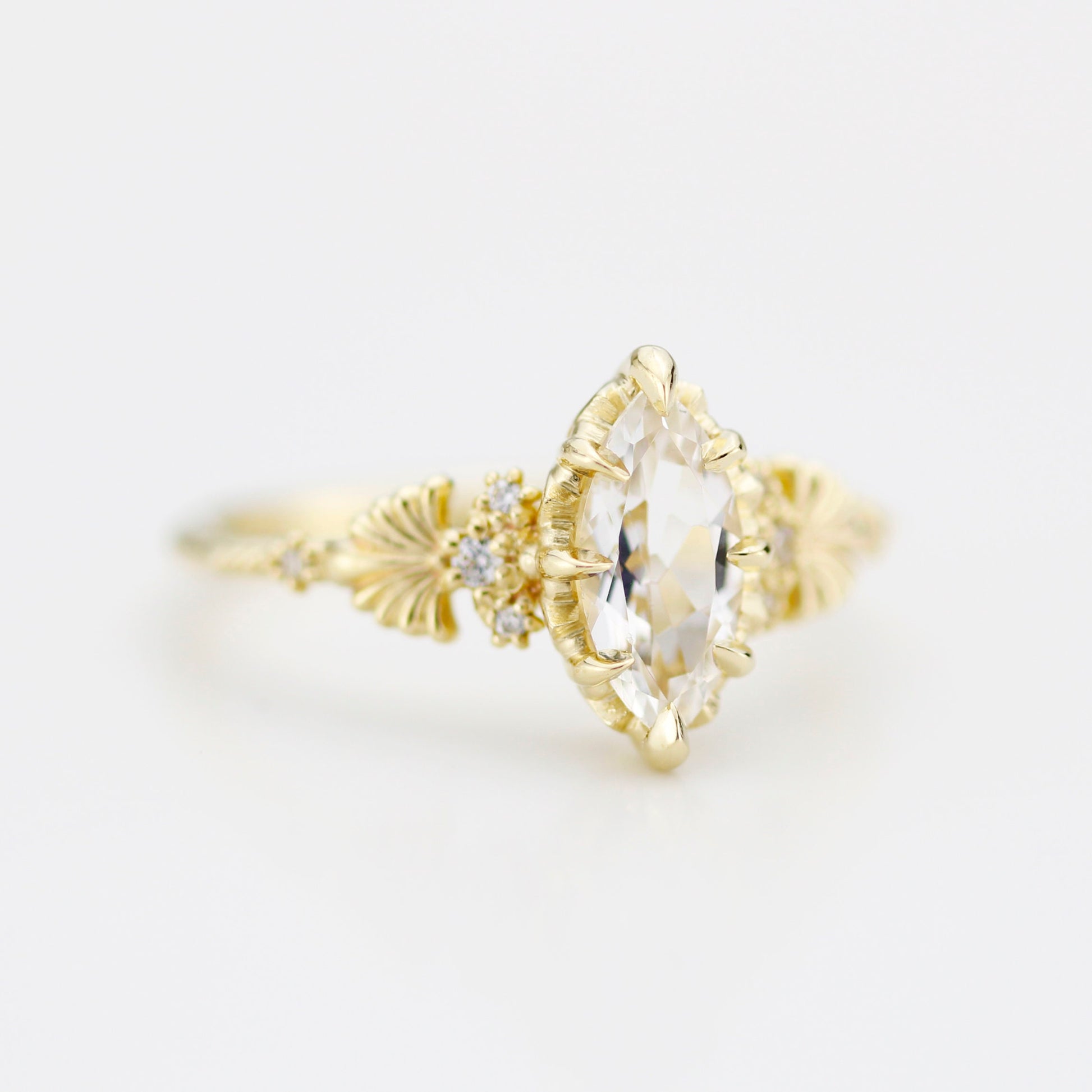 18k gold marquise engagement ring, marquise ring, simple ring, leaf ring, gift for her | R 380WT