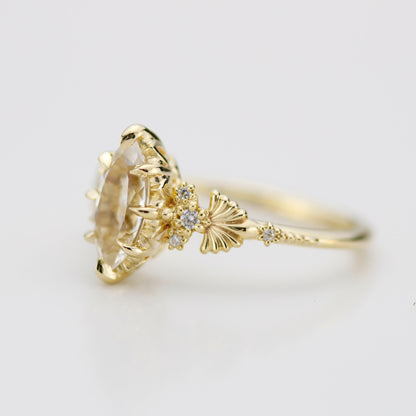 18k gold marquise engagement ring, marquise ring, simple ring, leaf ring, gift for her | R 380WT