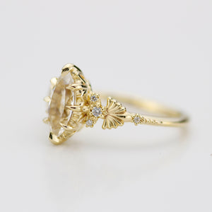 18k gold marquise engagement ring, marquise ring, simple ring, leaf ring, gift for her | R 380WT